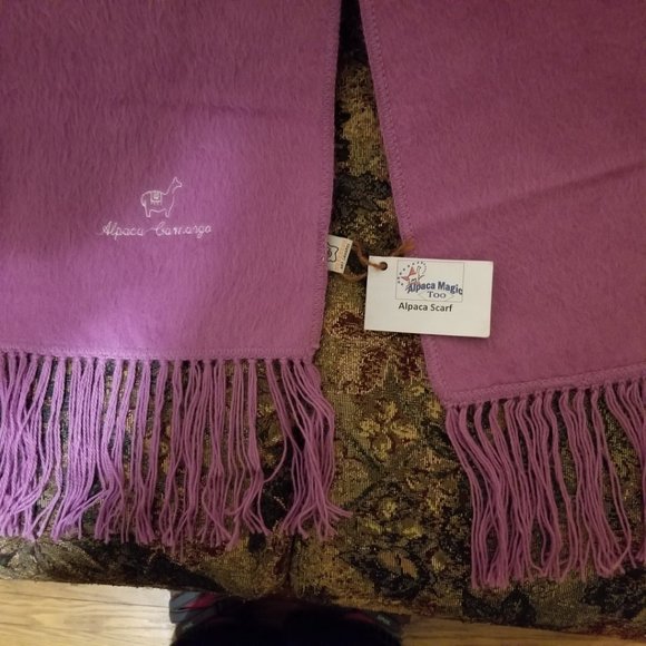 Soft warm, alpaca wool blend, woven scarf, purple, not itchy Alpaca Camargo Peru - Picture 3 of 6